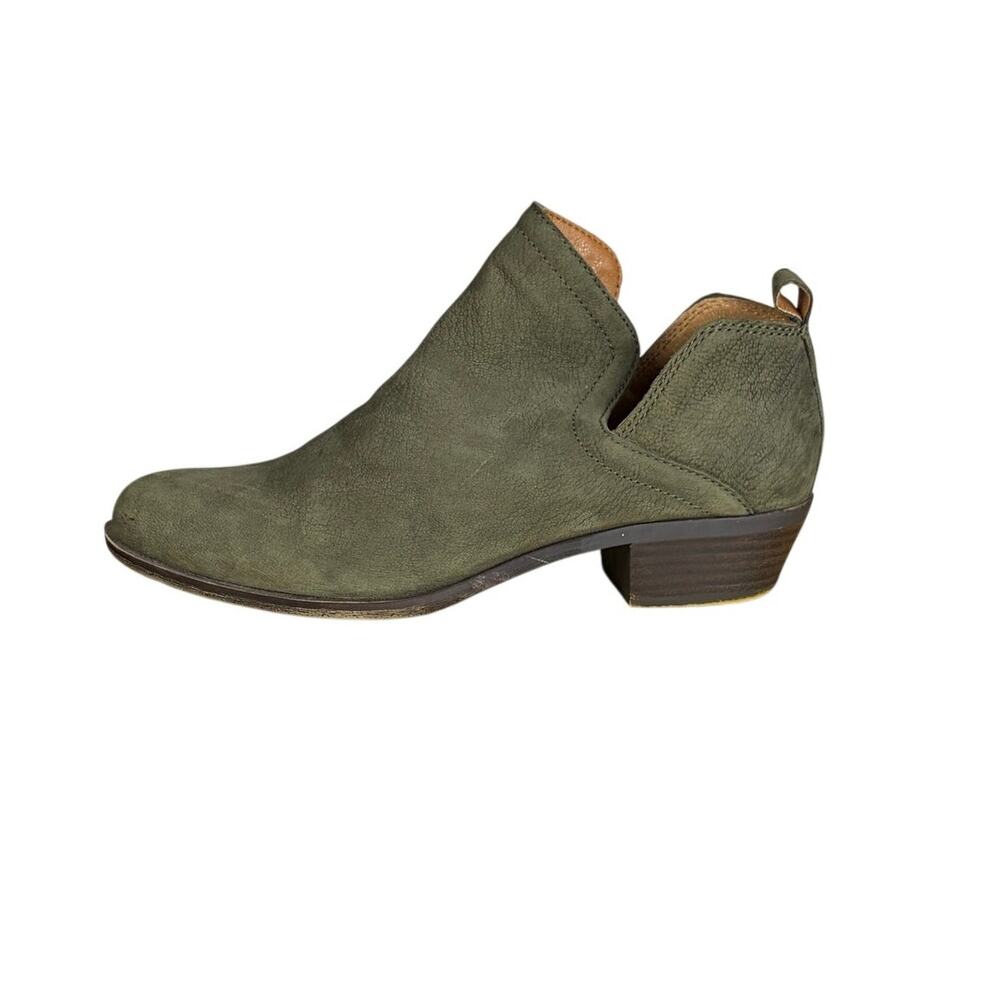 Lucky Brand Bollo Gray Green Ankle Boots Womens 8.5 Western Booties